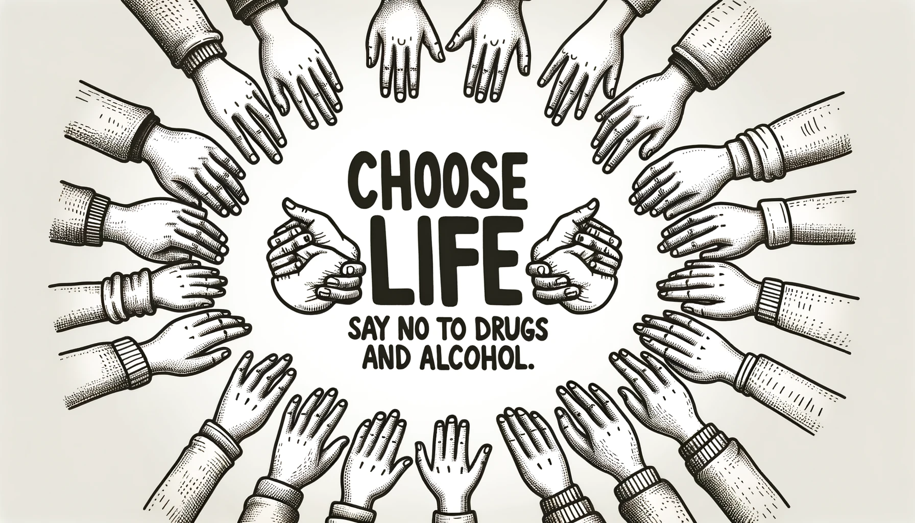 Diverse hands united against drug and alcohol use in Saskatoon, Saskatchewan - Holistic healing in drug and alcohol treatment in Saskatoon, Saskatchewan.
